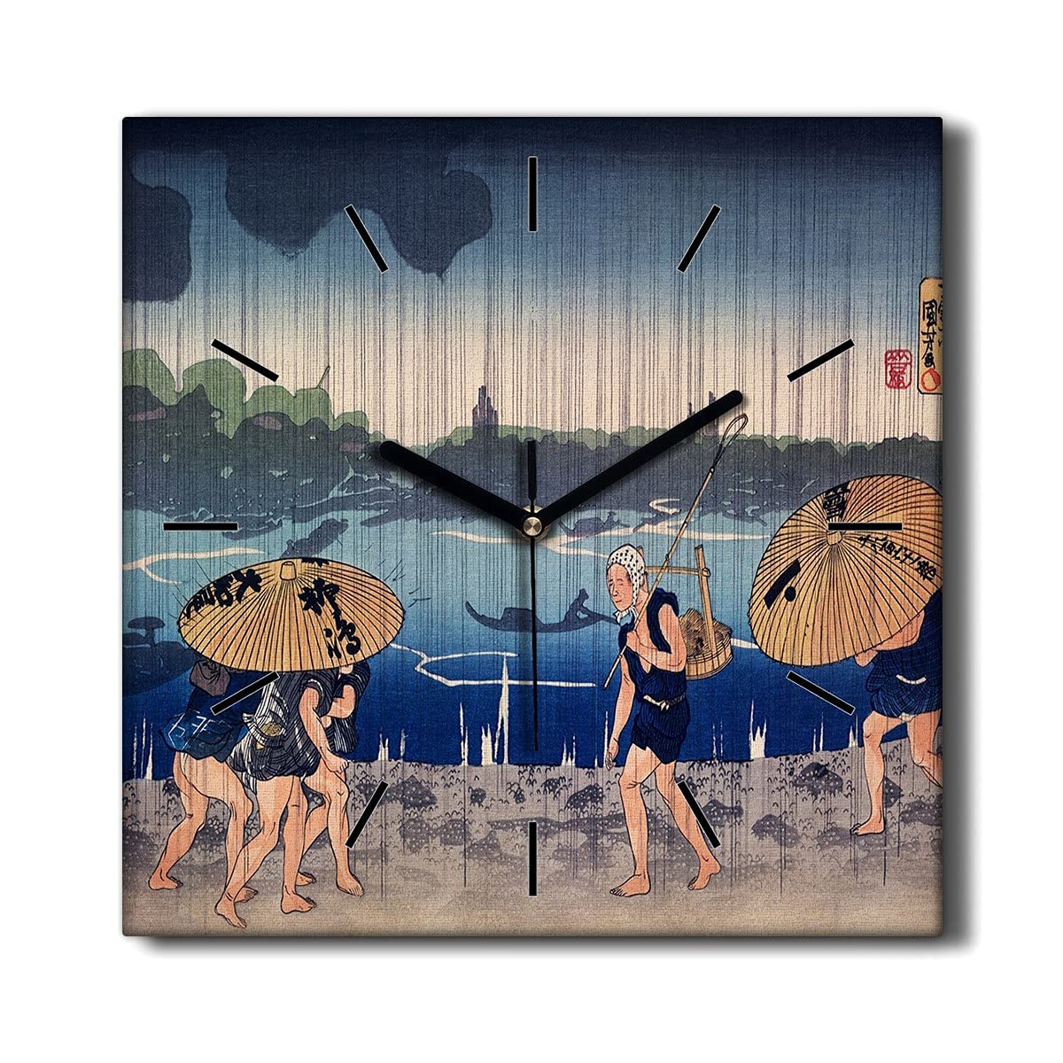 Horloge sur Toile 30x30cm Horloge Murale rivière Asiatique