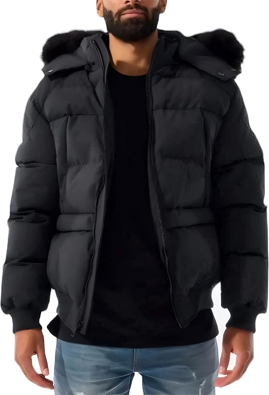Jordan Craig Men Harbour Cross Bay Bomber Hooded Coat (Noir) - Image 4