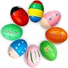 8 PCS Easter Wooden Eggs Shakers Musical Instruments Decorations Percussion Maracas Craft for KidsToddlers Hunt Game Gifts Basket Stuffers Fillers Decor