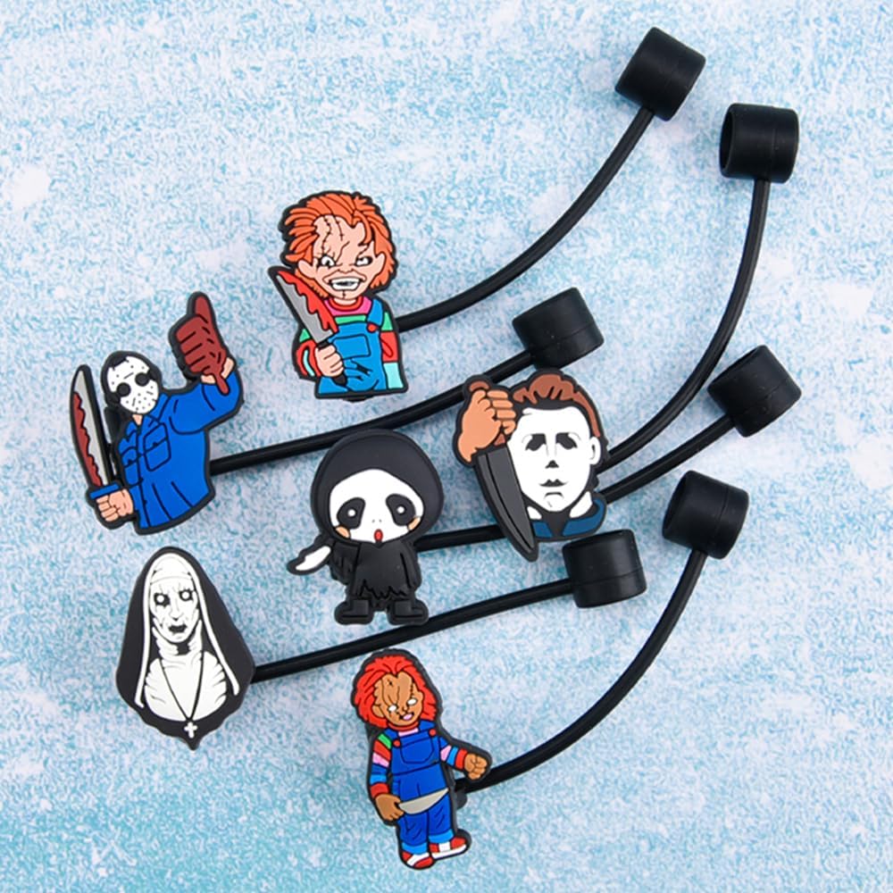 Bulk of Halloween Straw Cover Cap for Stanley Cups, 10mm Silicone Black Straw Covers fit 30&40 Oz Tumbler with Handle, Reusable Straw Toppers for Stanley Tumblers Accessories 20C - Image 5