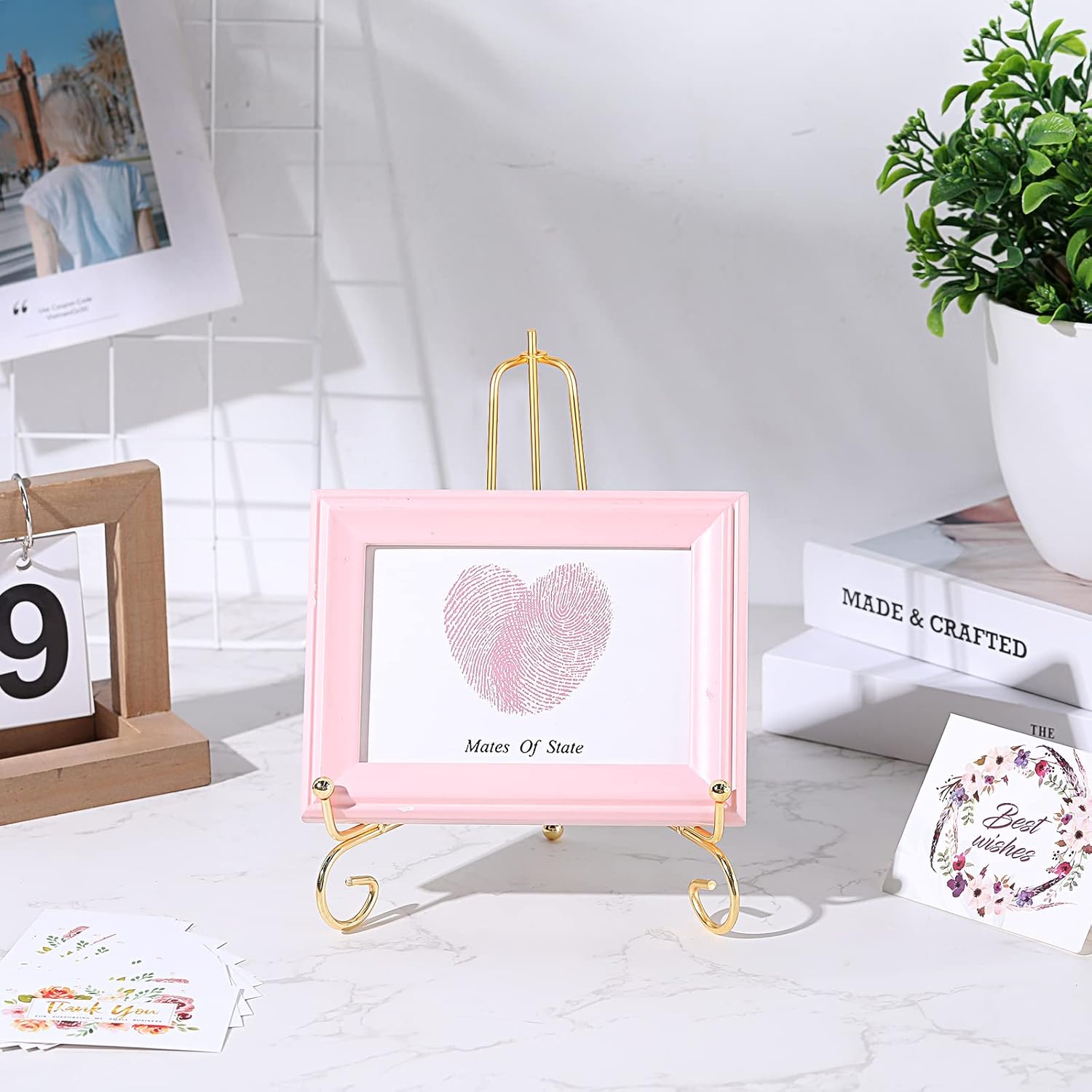 10 Pack 8 Inch Iron Plate Stands for Display, Plate Holder Display Stand, Gold Easel Stands for Photo, Picture Frame, Decorative Plate, Dish, Book and Tabletop Art (Gold, 8 Inch)