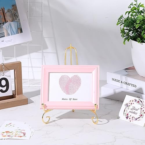 Miniatura 5 de Paquete de 10 soportes de placa de hierro de 8 pulgadas para exhibición, soporte de exhibición, soportes de caballete dorado para fotos, marcos de