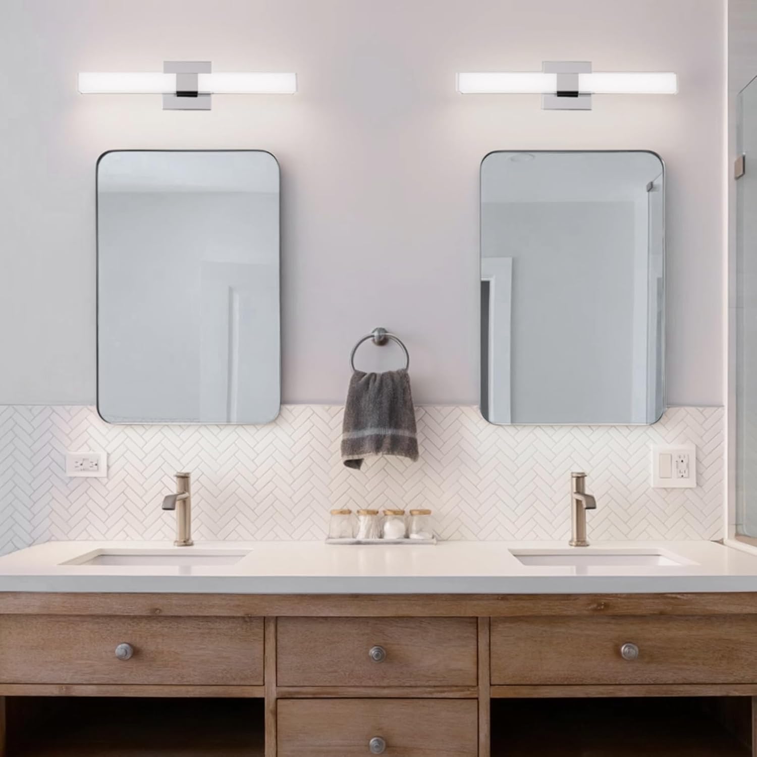Cube Advantage 36in LED Bathroom Vanity and Wall Light 5-CCT 2700-3000-3500-4000-5000K Selectable Color Temperature 30W 2,300 Lumens in Matte Black