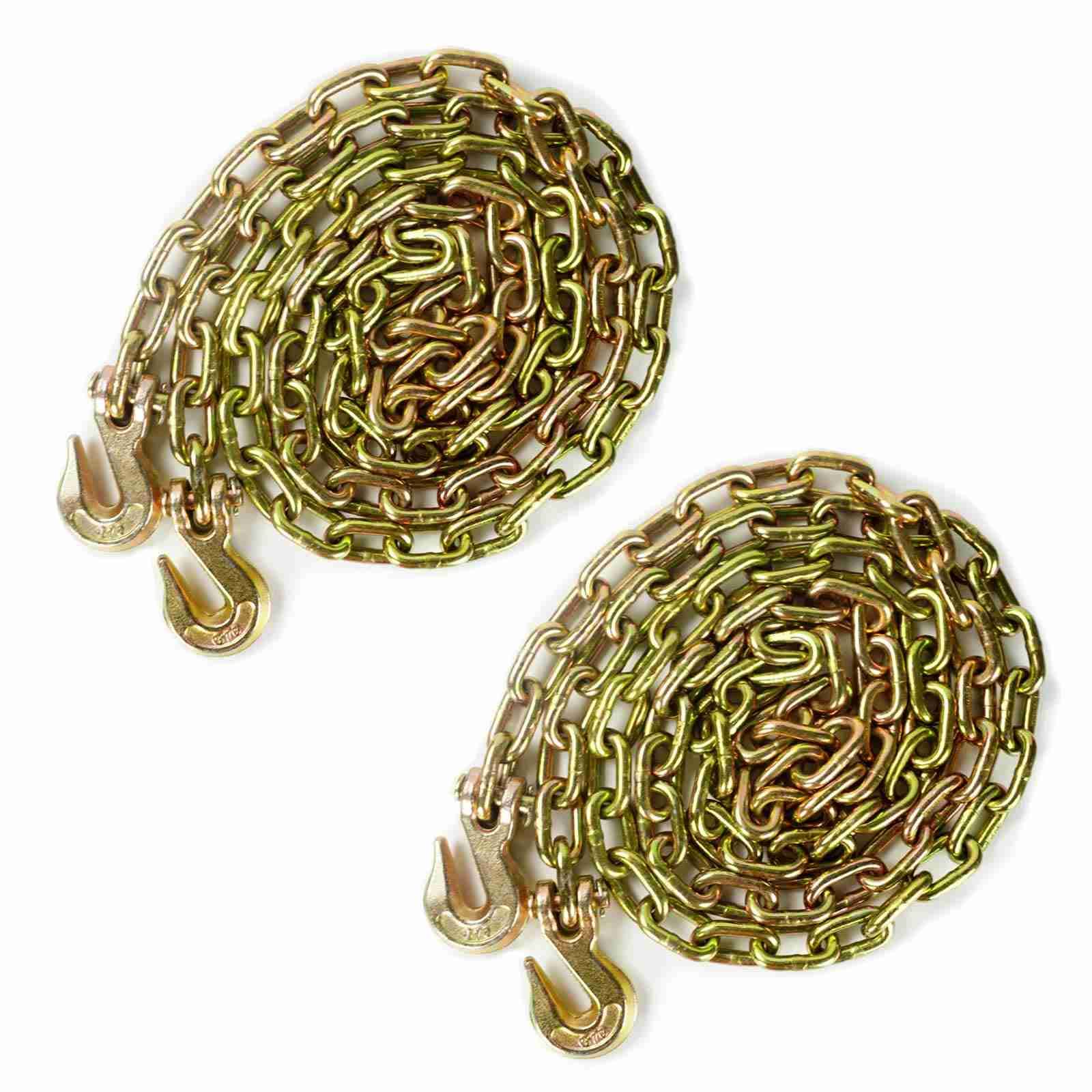 AYMMIC Transport Binder Chain for Tie Down,3/8'' x 10',G70,with Clevis Grab Hooks,6,600 lbs Working Load Limit,for Tie Down, Hauling, Secure Heavy Loads to A Truck Or Flatbed Trailer (2Pack)