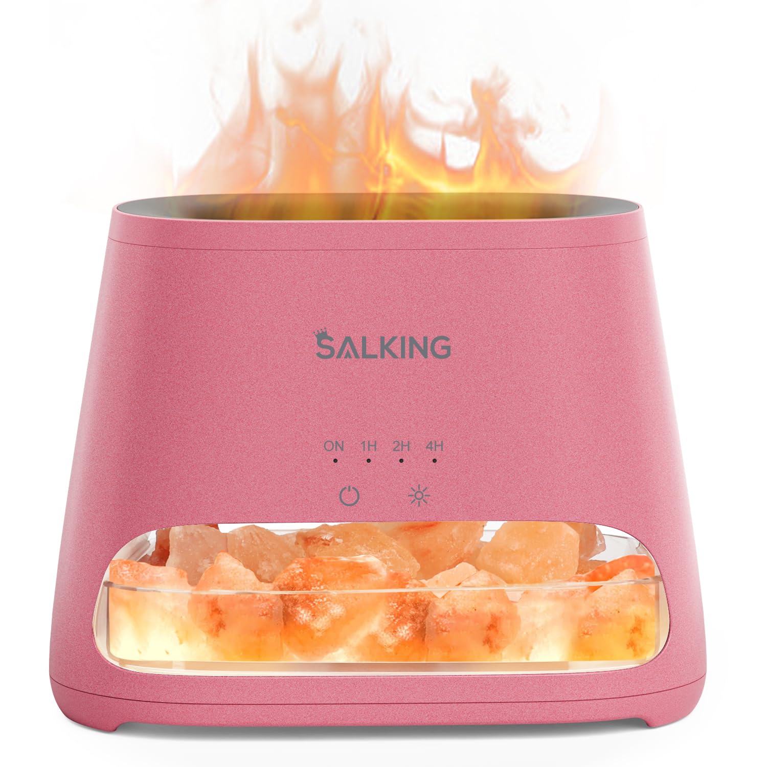 Salking Hot Pink 2-In-1 Ultrasonic Essential Oil Diffuser & Himalayan Salt Lamp, Aromatherapy Diffuser Cool Mist Humidifier With Auto Off Function, 100% Pure Himalayan Pink Salt Rock, 150Ml (Hot Pink)