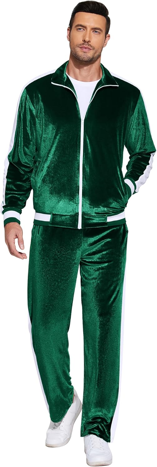 COOFANDY Mens Tracksuit 2 Piece Set Velour Sweatsuit Jogging Suits Full Zip Jacket Pants Outfits - Image 2