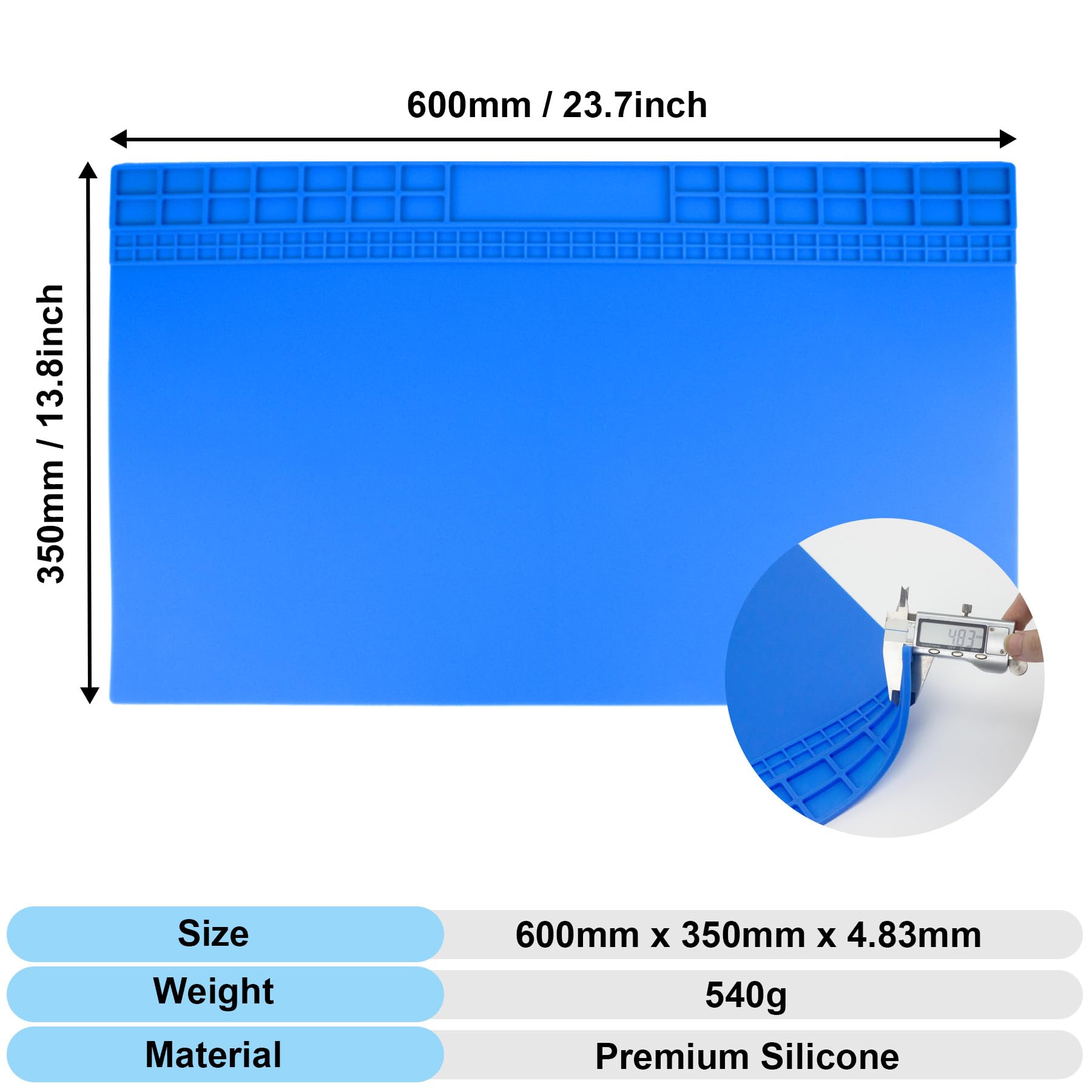 Alfombrilla de soldadura de silicona extra grande de 23.7 x 13.8 pulgadas, resistente al calor, 500.0 °C, antideslizante, alfombrilla de soldadura grande para soldadura BGA y pistola, reparación