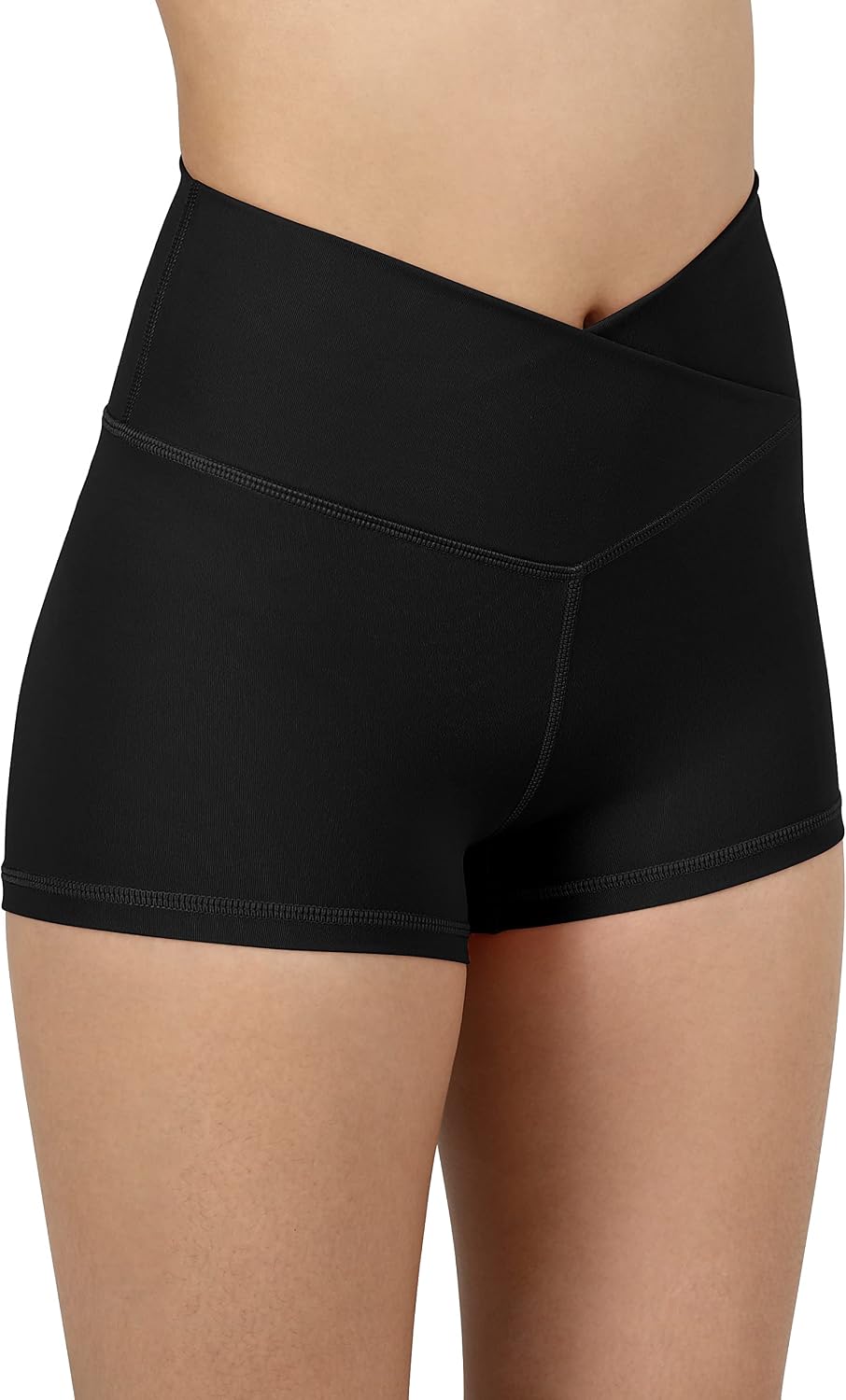 ODODOS Women's Cross Waist Biker Shorts with Inner Pocket, Sports Athletic Workout Running Yoga Shorts- 8"/ 2.5" Inseam