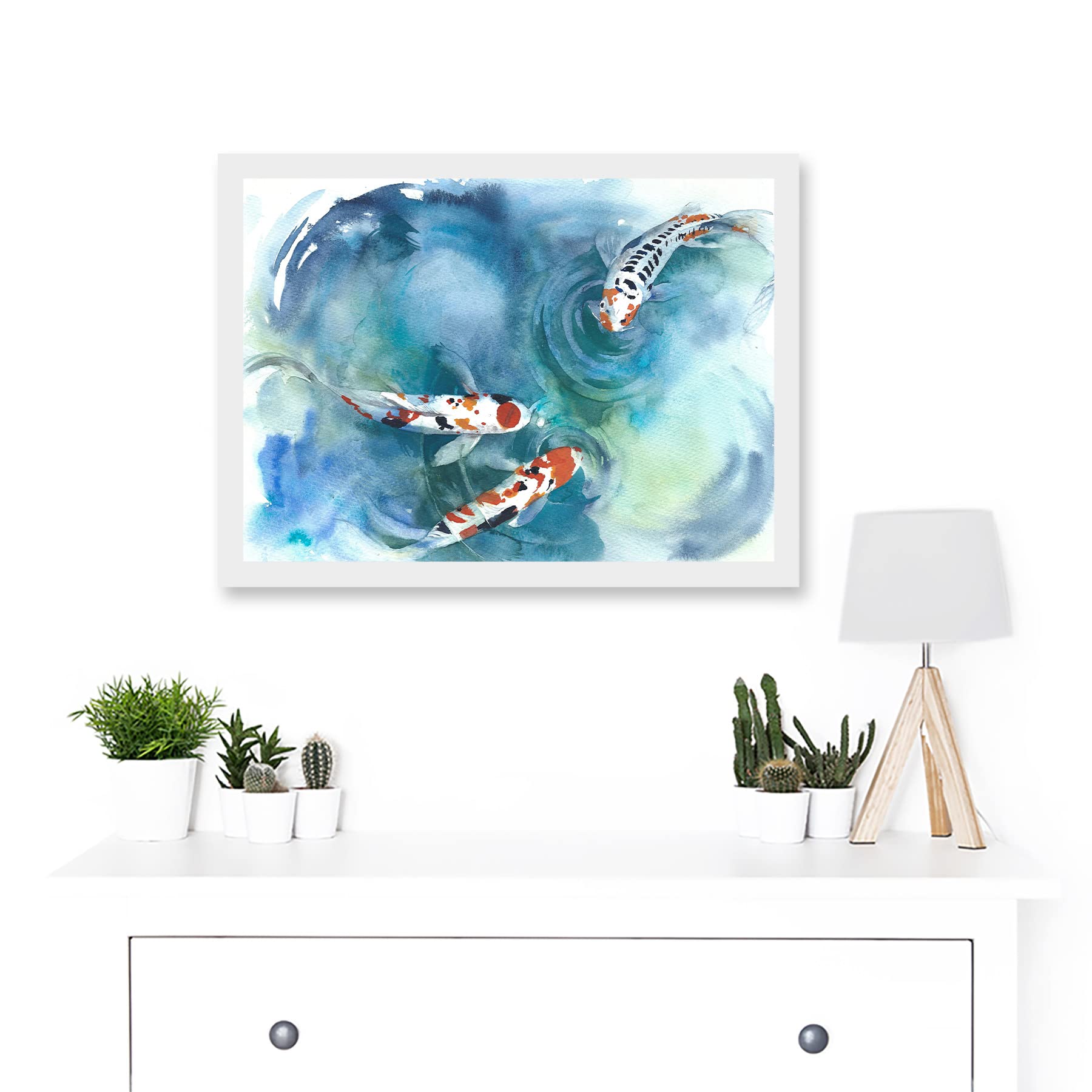 Amazon.com: Wee Blue Coo Japanese Koi Fish Near Surface Pond White