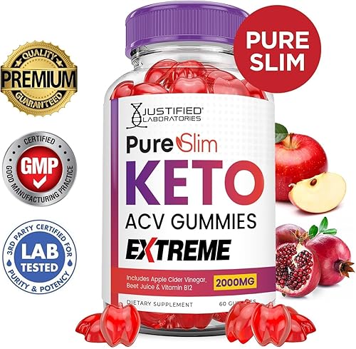 Miniatura 3 de Pure Slim Keto ACV Gummies Extreme 2000 mg PureSlim Keto Gummies Fórmula avanzada Vinagre de sidra de manzana con jugo de granada y remolacha en