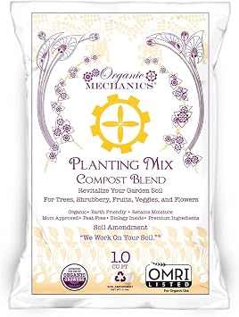 Organic Mechanics Planting Mix Compost Blend, 1 Cu Ft - Revitalizes Garden Soil with Compost, Pine Bark, Coconut Coir, and Worm Castings for Raised Beds, Gardens & More - Peat-Free & Eco-Friendly