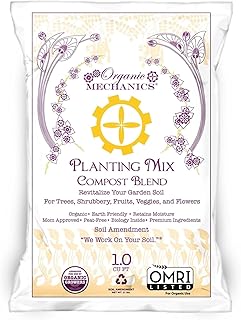 Organic Mechanics Planting Mix Compost Blend, 1 Cu Ft - Revitalizes Garden Soil with Compost, Pine Bark, Coconut Coir, and Worm Castings for Raised Beds, Gardens & More - Peat-Free & Eco-Friendly