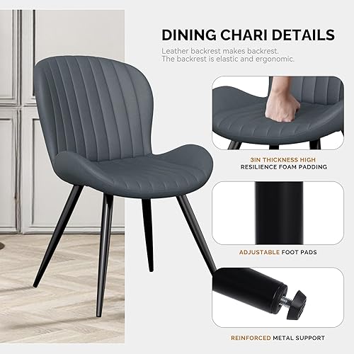 Miniatura 4 de Nalupatio Juego de 4 sillas de comedor, modernas sillas de comedor con respaldo cómodo, sillas de cocina tapizadas gruesas, 19 pulgadas de altura