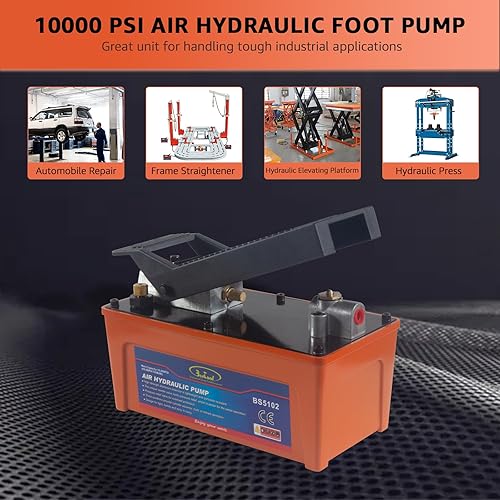 Miniatura 2 de BESTOOL Bomba hidráulica de aire accionada por pie de depósito de 10,000 PSI, 12 gal para elevador de maquinaria pesada y reparación de automóviles