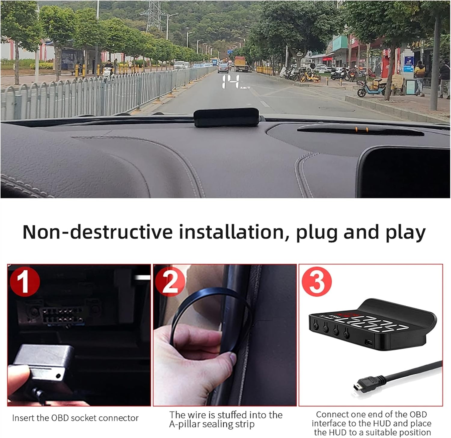 HUD Digital Car Speedometer OBD2 LED Windshield Projectors Head Up Display Auto Electronic Voltage Alarm Car Intelligent System