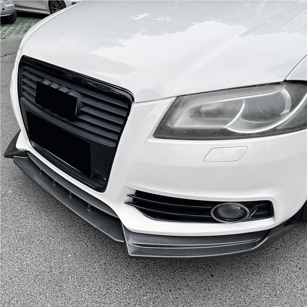 Dolny rozdzielacz dyfuzor Spoiler czarny błyszczący zestawy karoseryjne Tuning zderzak przedni Canard warga wykończenia kompatybilny dla Audi A3 8P S-Line FL 2008-2013(Carbon Look)