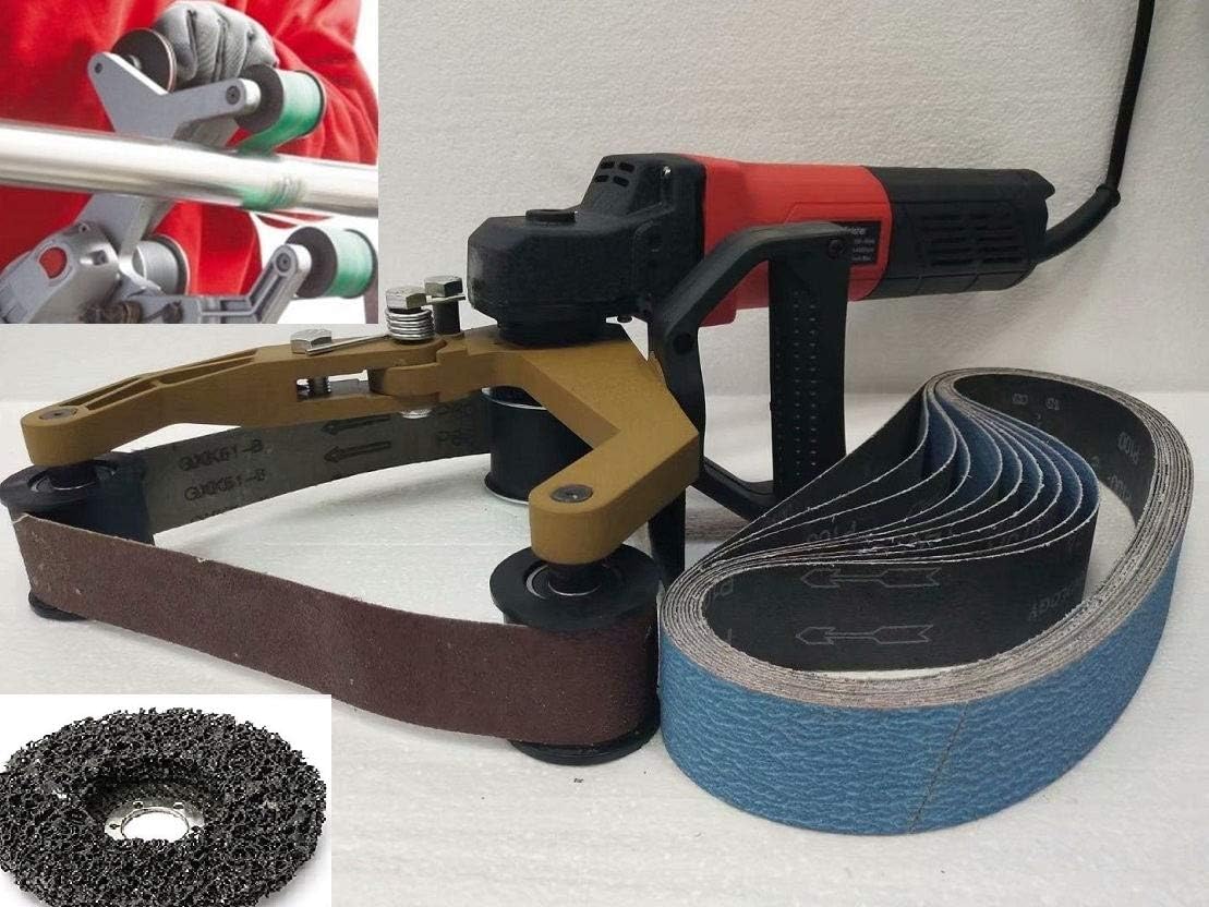 Pipe Tube Polisher Sander Grinder 10 Coated Zirconia Resin Bond Polyester Backing Belt 2 Silicon Carbide Grinding Wheel Disc for finishing re-conditioning stainless steel non-ferrous metals plastic