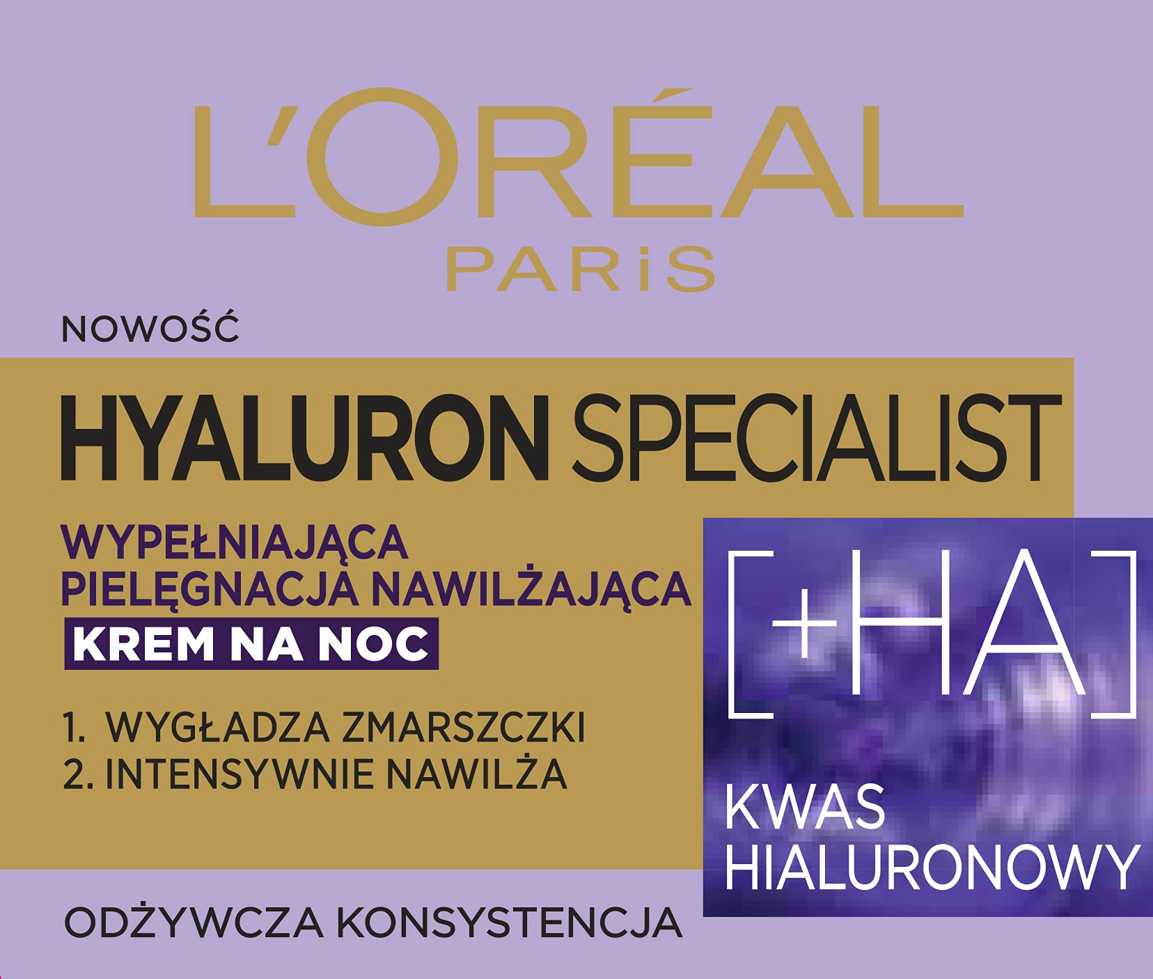 L'Oréal Paris Hyaluron Specialist nawilżający krem do twarzy na noc 25+, dwa rodzaje kwasu hialuronowego, 50 ml