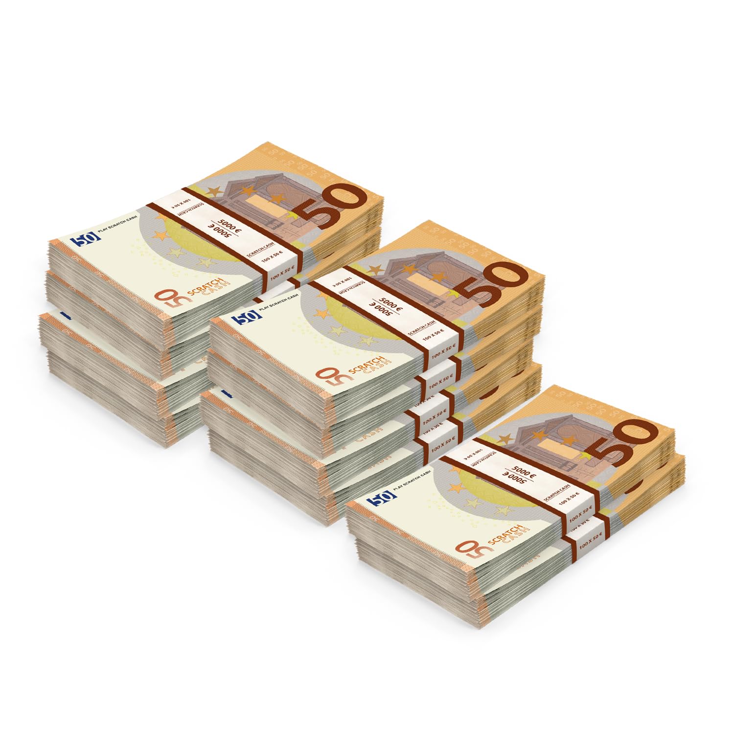 Scratch Cash Euro Box – 10 mazzette da 100 Banconote l'una di € 50 - Banconote Finte Euro, (50.000 Fac-Simile Euro), Dimensioni Reali