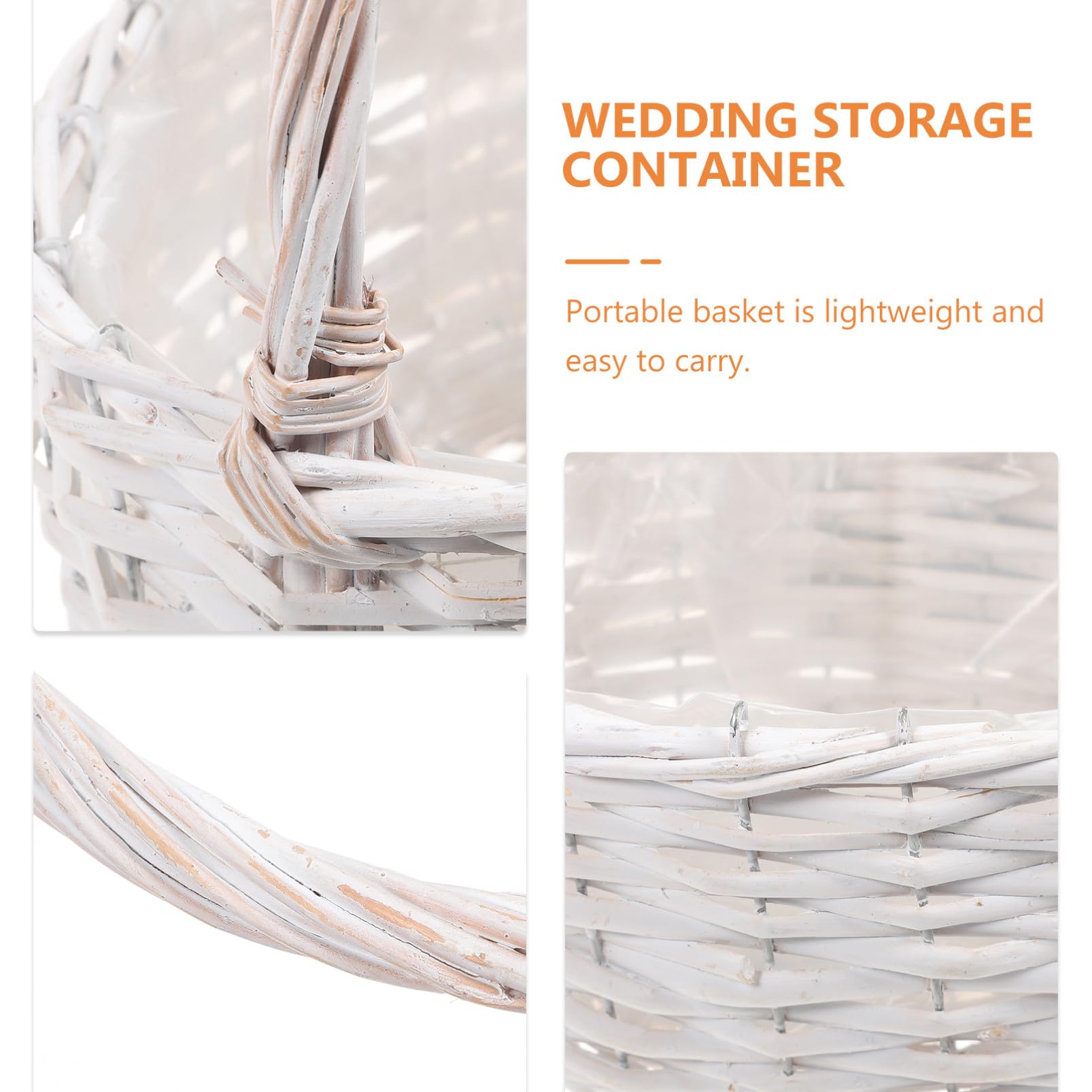 PATKAW Hochzeit Blumenmädchen Korb Rattan Blumenkorb Blütenkorb Süßigkeiten Aufbewahrungskorb Osterei Korb Mit Griff Für Hochzeitszeremonie Partyzubehör Weiß