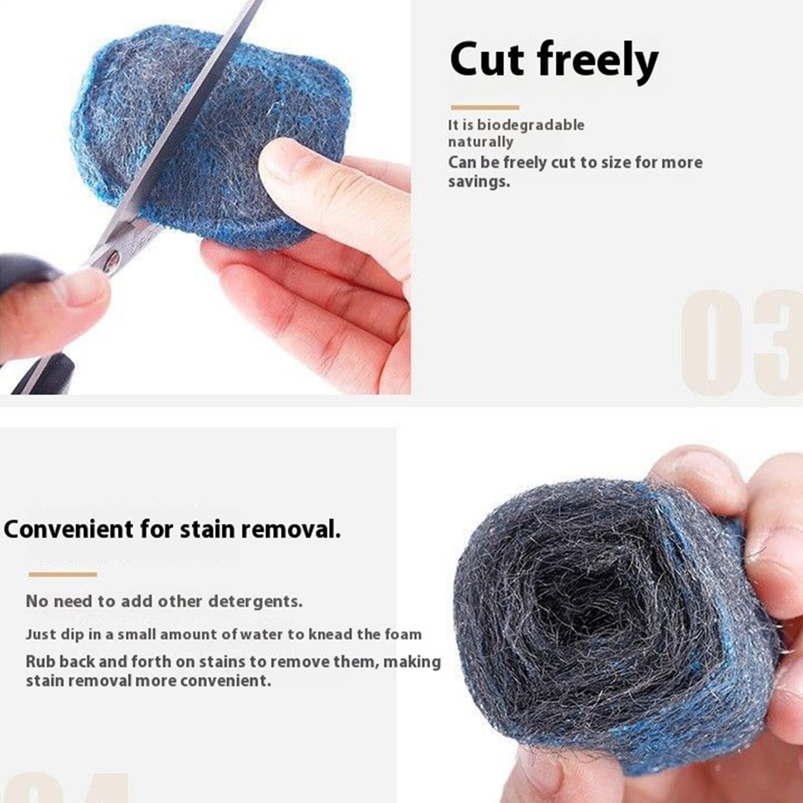 Steel Wool Soap Pads - Heavy Duty Scrubbers for Tough Grease Removal | 10-Pack Stainless Cleaning Pads with Built-In Soap, Sturdy Scouring Sponges for Cookware Pots Home Use, 8x6x2cm