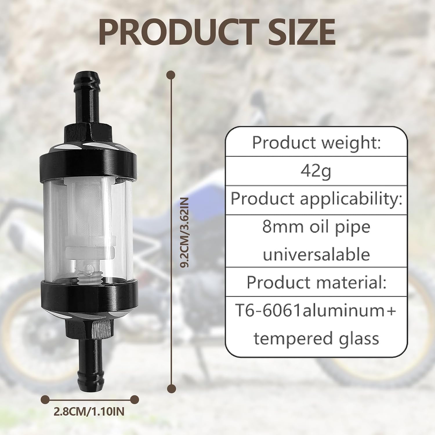 Automotive Fuel Filter, Detachable Washable Metal Glass Vehicle Inline Waterproof Fuel Filters 1.1" x 3.46" x 0.31" Universal Accessories for Truck Motorcycle SUV Car