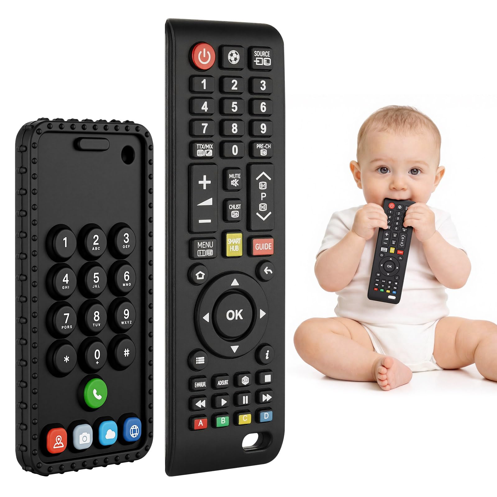 DiULi Mordedor Bebe, Mordedor de Silicona Alimenticio, Mordedores Mando a Distancia, Mando Juguetes Bebes 6-12 Meses, Sin BPA y Sin Electrónica, Palitos de Dentición Regalos, Alivio de la Dentición — view 10