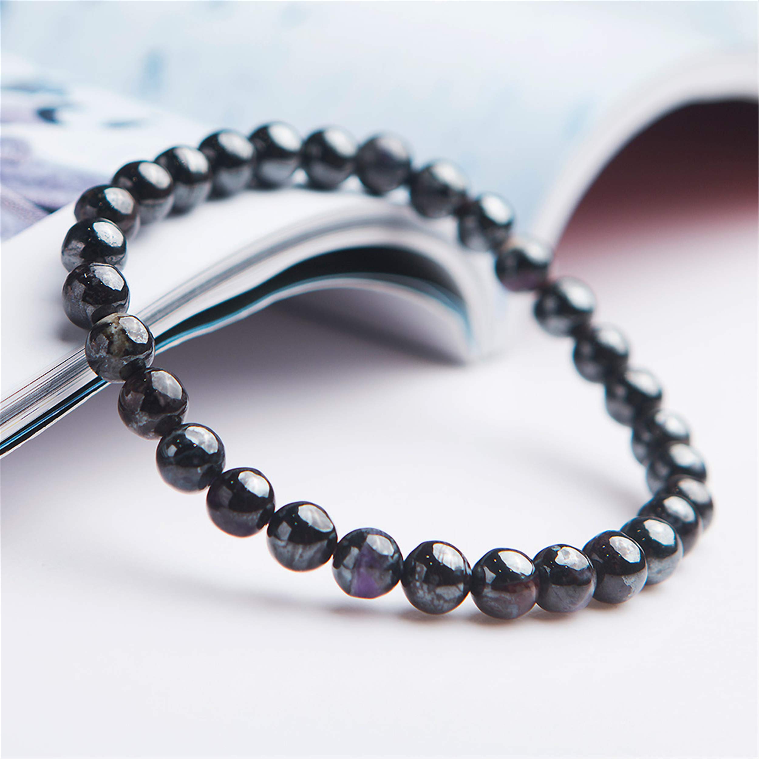 CCXXYGWJ Gioielli Bracciale con Perline Rotonde Elasticizzate in di sugilite Naturale Autentico da 6,5 ​​mm
