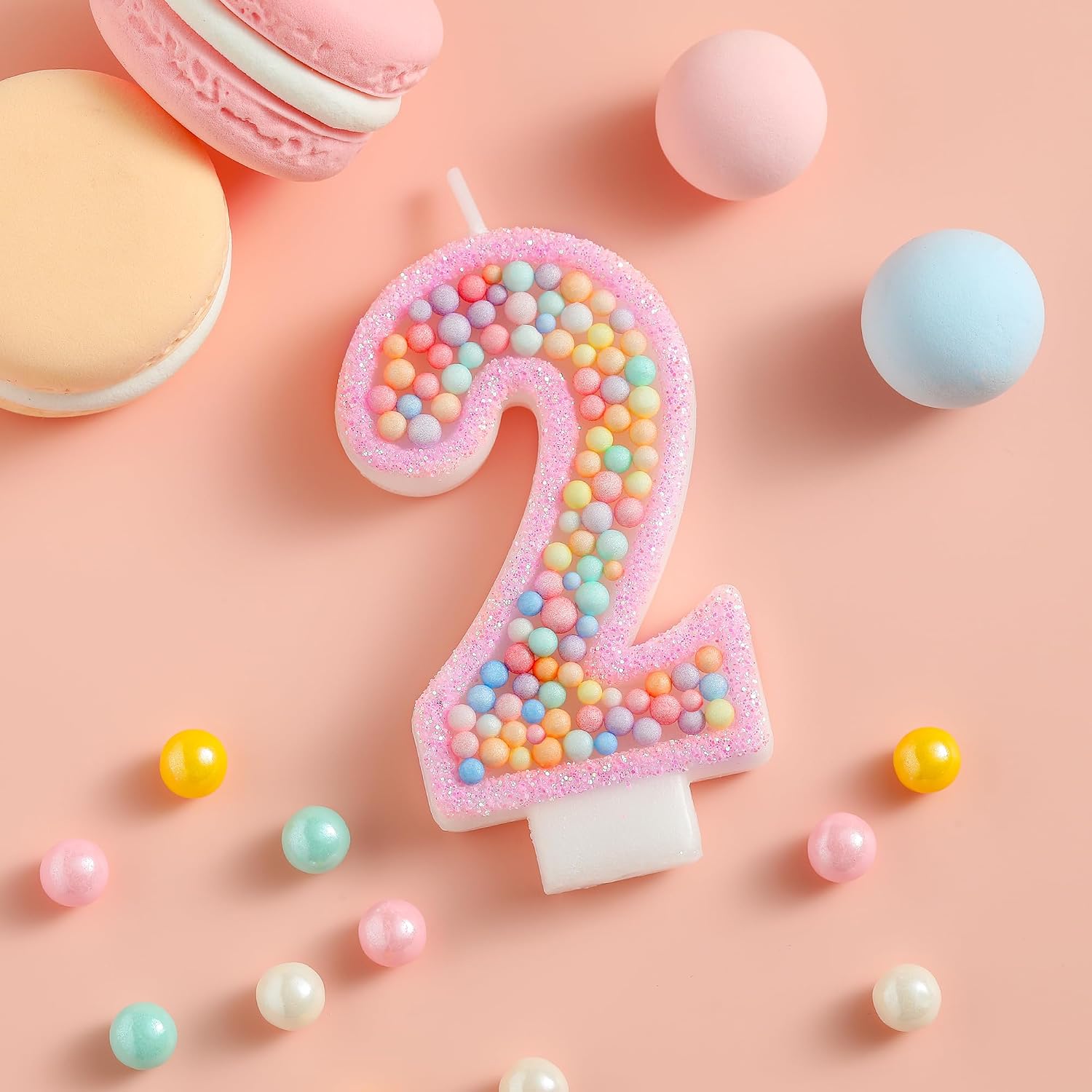 PHD CAKE Number 2 Pink Macaron Birthday Candles, Macaron Themed Number Candles, Cake Number Candles, Party Celebration