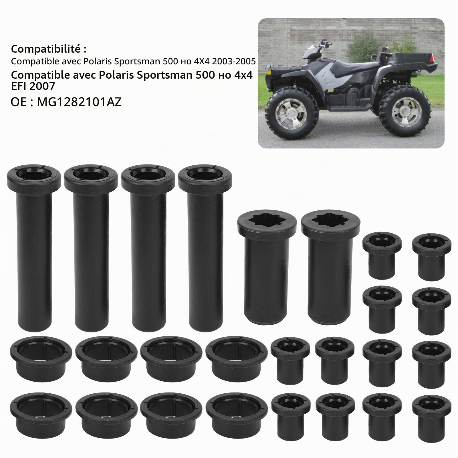 Fydun Kit de bagues de suspension arrière MG1282101AZ pour ATV Sportsman 500 HO 4X4 2003-2005 Sportsman 500 HO 4x4 EFI 2007
