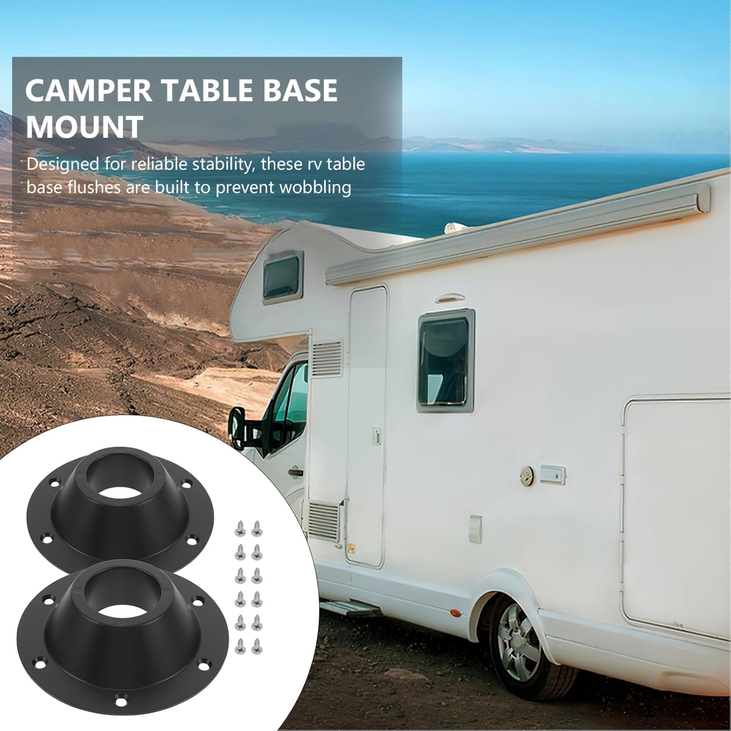 2pcs Rv Table Base Mount Flange Mount for Secure Table Support Rvs Campers and Boats Easy Installation Lightweight Versatile Accessory