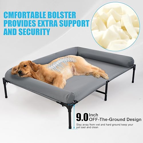 Miniatura 3 de Cama elevada para perros de 42 pulgadas con almohada, cama elevada para perros con seis pies de apoyo, camas transpirables y refrescantes para