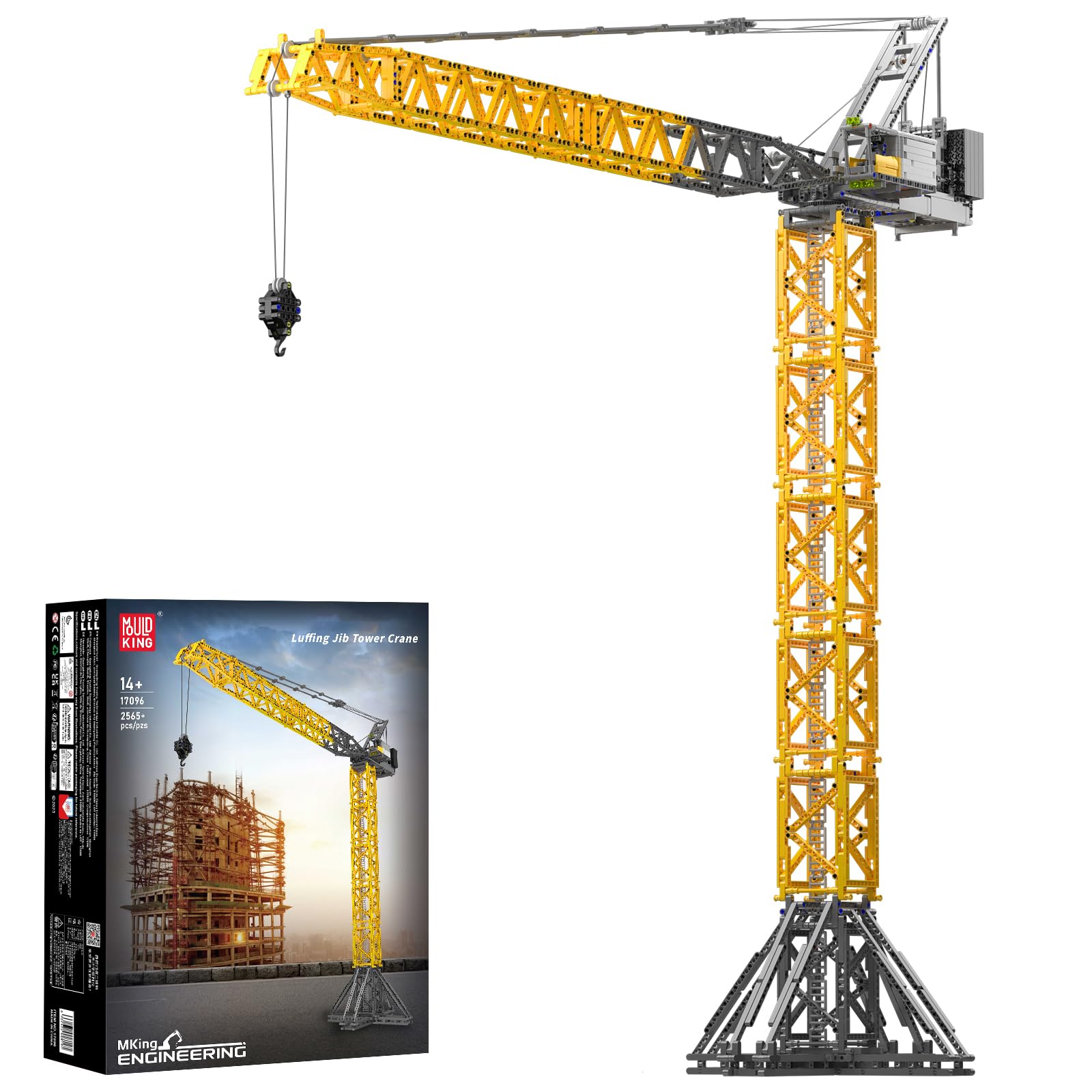 Mould King RC Tower Crane Advanced Building Kit for Adults, MOC Heavy-Duty Truck Block Sets to Build, APP Control Large Engineering Construction Model