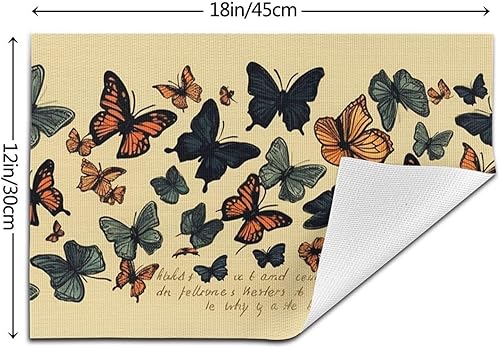 Miniatura 2 de 6 PCS PVC Placemats Set Place Mats Butterflies Flying Non-Slip Weave Place Mats 12" x 18" Farmhouse Table Mat Set for Family Dinners Wedding Parties