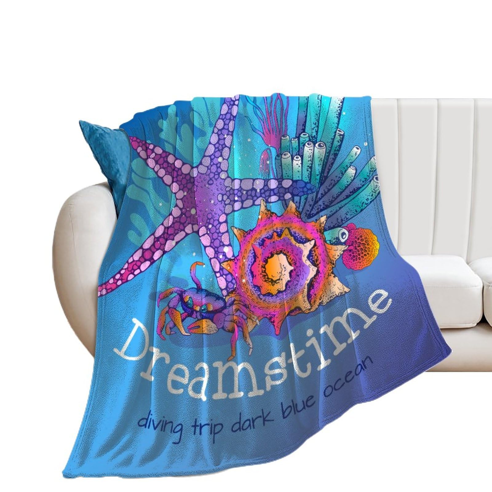 Couverture polaire étoile de mer pour canapé de salon et lecture au chaud