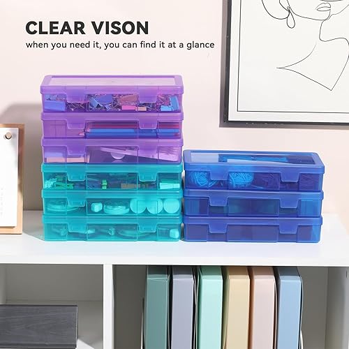 Miniatura 3 de Paquete de 9 contenedores de almacenamiento de plástico para artes y manualidades, cajas de almacenamiento y organizadores apilables con tapas para