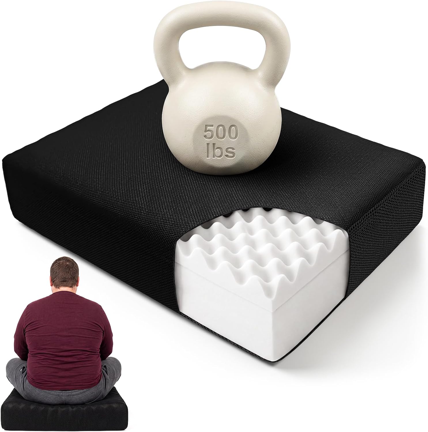 CRAURU 24″ Bariatric Egg Crate Foam Seat Cushion