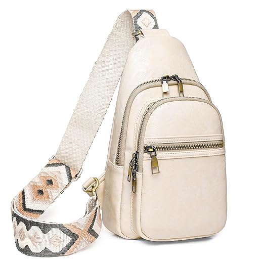 KFXFENQ PU Leather Sling Bag Small Crossbody Sling Backpack Multipurpose Chest Bag for Women Cycling (Yellow)