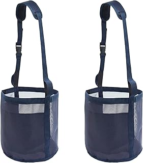 Gydoty Horse Feed Bag for Grain - Heavy Duty Mesh Horse Feeder with Adjustable Strap,Comfort Neck Pad,Nose Pad and Waterproof Bottom Horse Muzzle Feed Bag(Medium,2blue)