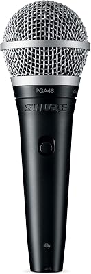 Shure PGA48-XLR-E Micrófono Dinámico de Mano para Voces con patrón de captación cardioide, Interruptor Discreto de Encendido/Apagado, Conector XLR de 3 Pines Cable XLR a XLR de 15