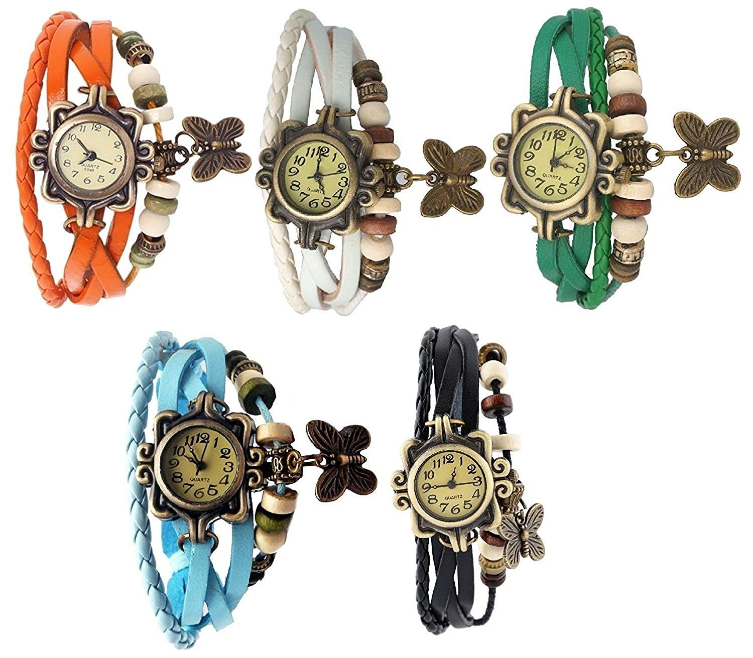 ITHANO Vintage Bracelet Watch for Women -Combo of 5 Watches - Green,Orange,White,Light Blue,Black (B07JM8TLNB) Amazon Price History, Amazon Price Tracker