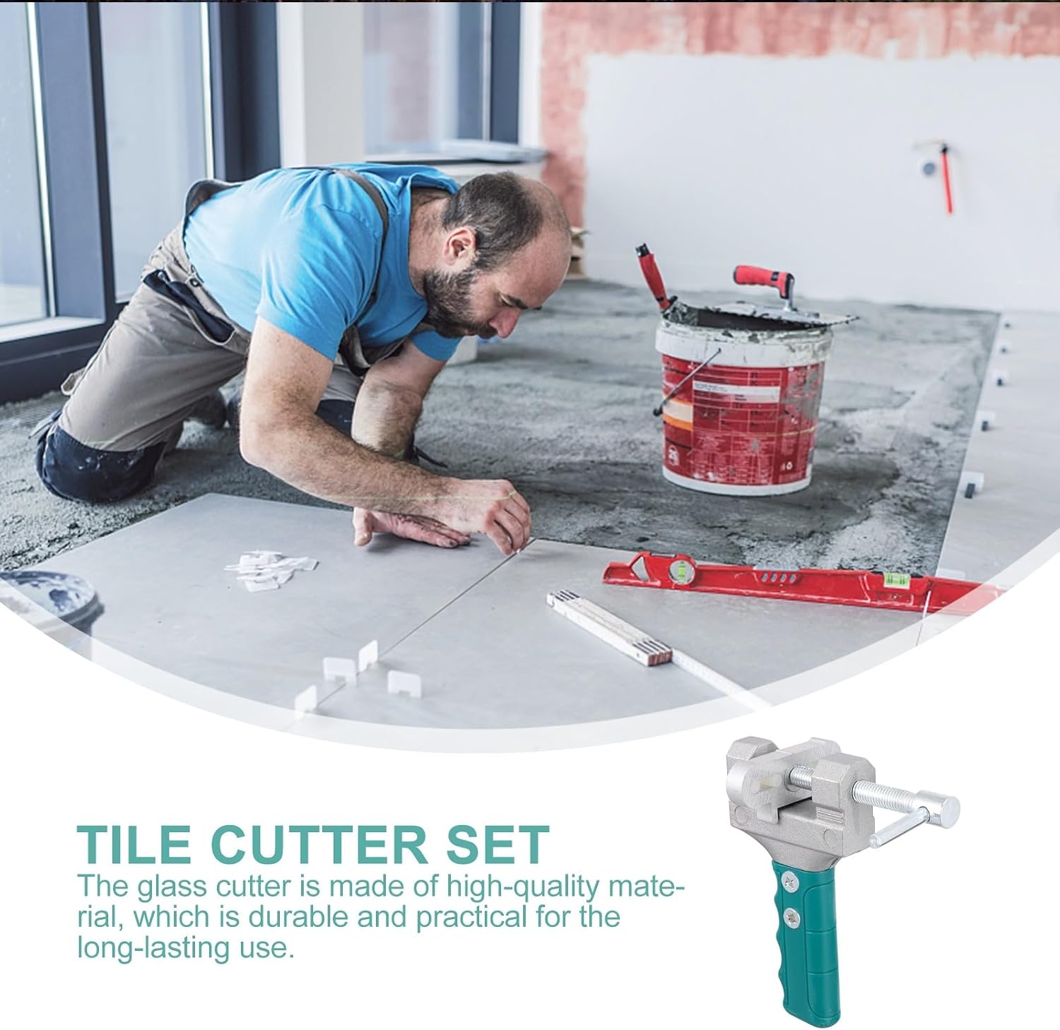 FOMIYES Roller Glass Cutter Tile Cutting Tools Kit Handheld Glass Tile Cutter with Large Wheel for DIY Crafts and Home Use