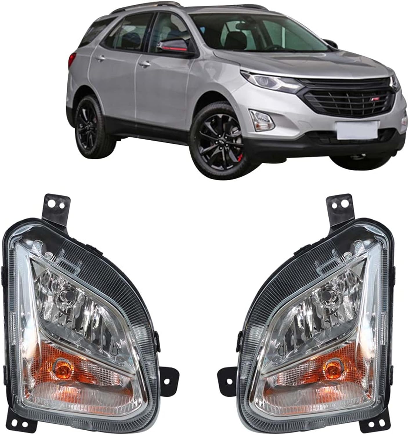 Silscvtt Fog Light Assembly Replacement for 2018 2019 2020 Equinox Clear Lens with Bulbs Driving Fog Light Lamp Left+Right Side(Passenger & Driver Side)