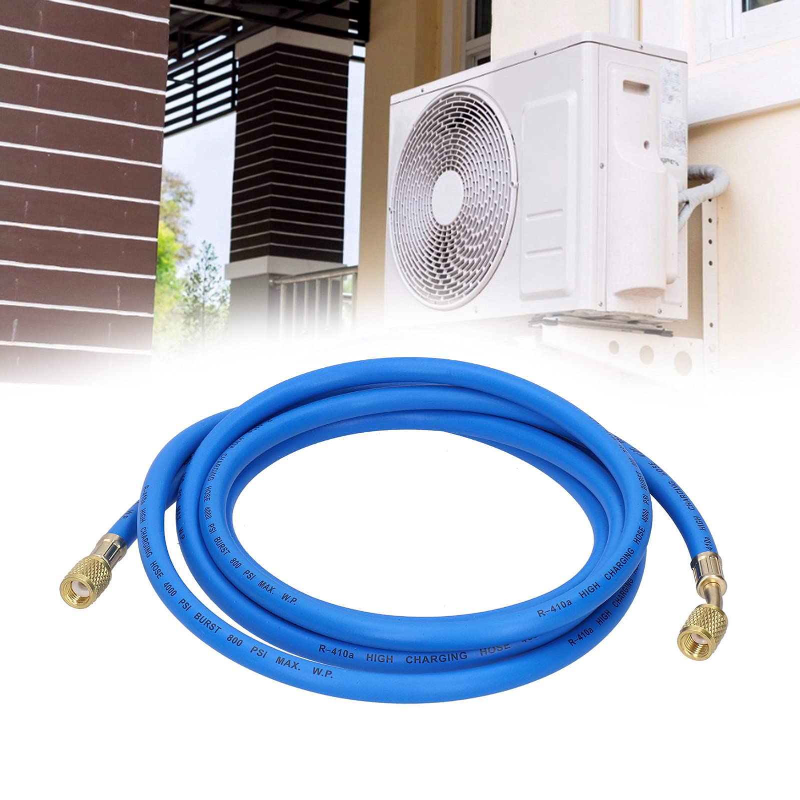 Atyhao Tubo di ricarica del refrigerante per aria condizionata, kit di tubi con manometro collettore SAE adattatori per tubi di ricarica per refrigerazione adatto per refrigerante tipo R-410a ()