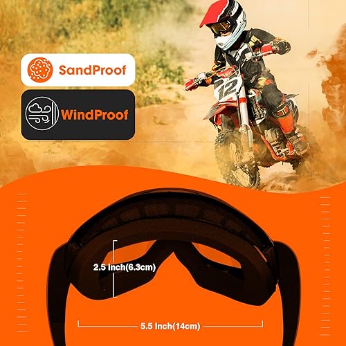 Miniatura 2 de Gafas de motocross para niños, gafas de carreras de motocicleta y todoterreno para niños y niñas