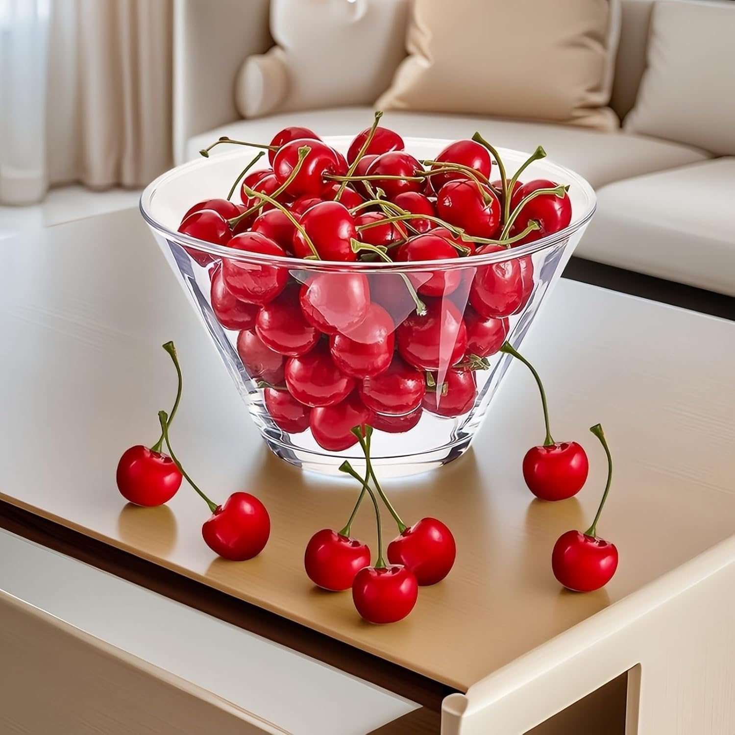 Plastic Fruits for Decoration 20pcs Artificial Cherries, Fake Fruit Decorations, Lifelike Red Lifelike Simulation Fruits