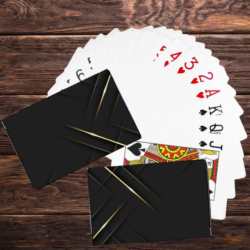 Playing Cards Deck Standard Bridge Size Plastic Laminated Coating Cards Traditional Rummy Game Playing Cards with Box for Kids & Adults - Elite Black, Pack of 2