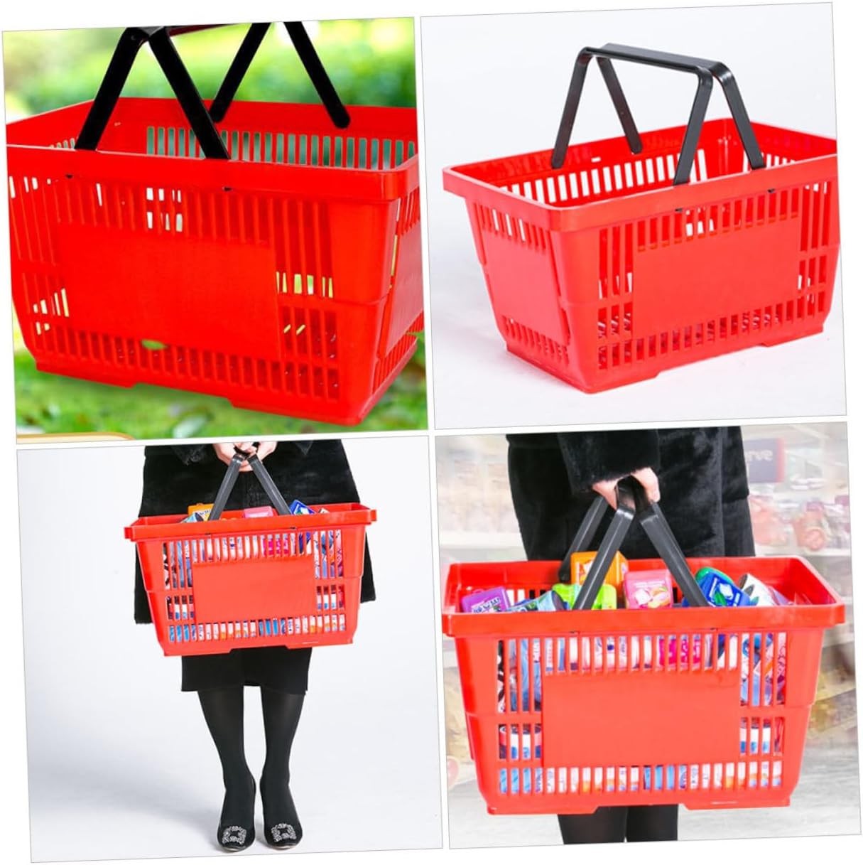 KOMBIUDA 1Pc Capacity Handheld Plastic Shopping Basket Sturdy and Lightweight Storage Container for Grocery and Household Use and Wear Resistant Design Easy to Carry