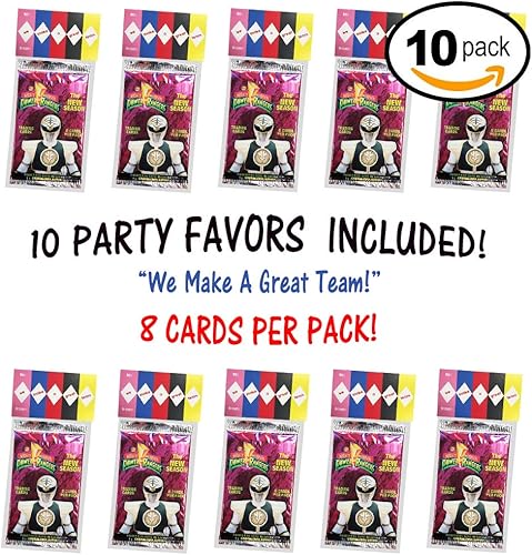 Miniatura 3 de Power Rangers - Recuerdos de fiesta, We Make A Great Team, paquete de 10, suministros de fiesta o tarjetas del día de San Valentín para intercambio
