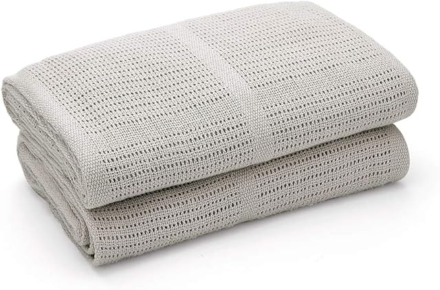Bloomsbury Mill - Twin Pack - 100% Pure Organic Cotton - Extra Soft Cellular Baby Blankets  Swaddle Blanket  Baby Essentials for Newborn  Cot Bed / Pram / Travel / Moses Basket - Grey